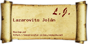 Lazarovits Jolán névjegykártya