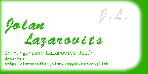 jolan lazarovits business card